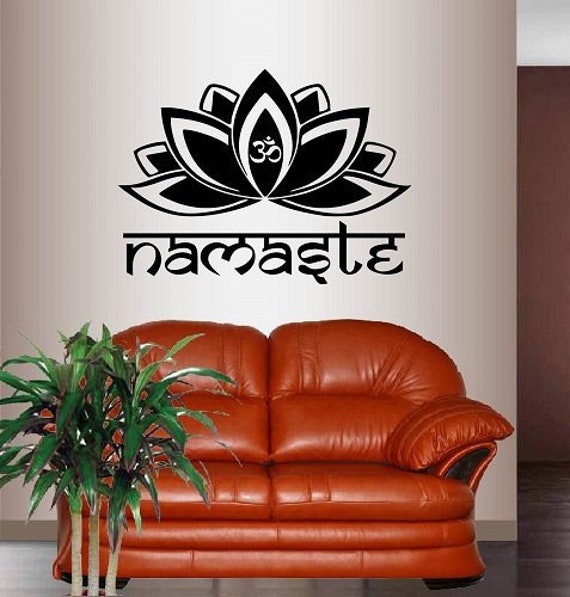 In-Style Decals Wall Vinyl Decal Home Decor Art Sticker Namaste Lotus Flower Om Symbol Meditation Yoga Room Removable Mural Design 380 - image 1