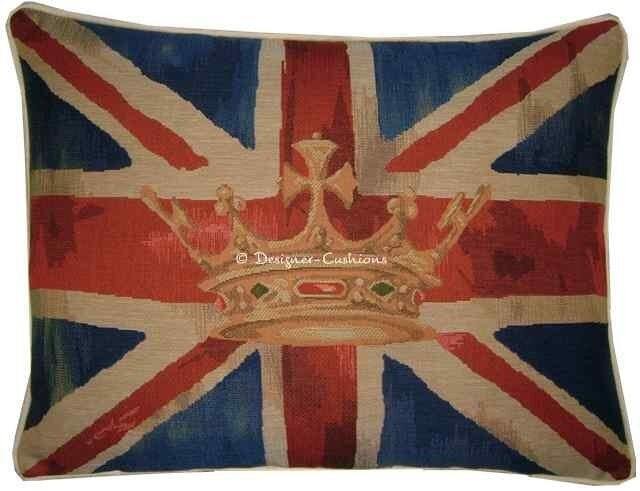 Union Jack Royal Blue Design 2 Oblong Tapestry Cushion Cover - image 1