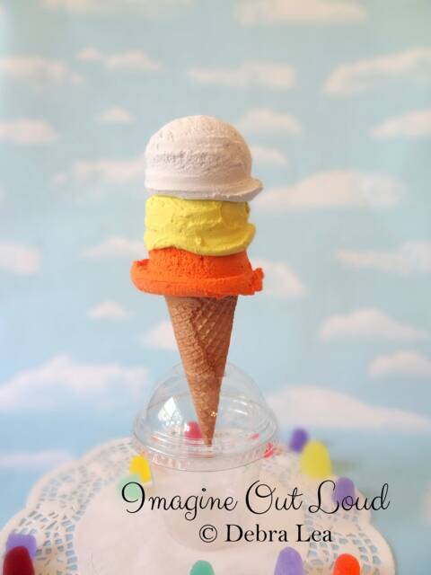 Fake Ice Cream Sugar Waffle Cone, Triple Scoop Food Photo Prop - image 1