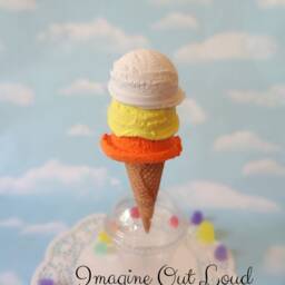 Fake Ice Cream Sugar Waffle Cone, Triple Scoop Food Photo Prop - thumbnail 2