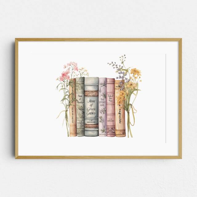 L. M. Montgomery Book Stack Print - Anne Of Green Gables Avonlea Eco-Friendly Gifts For Lovers Literary - image 1