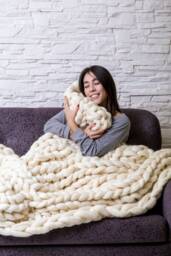 Soft & Cozy Chunky Knit Blanket, Blanket, Cozy Christmas Super Gift For Her, Giant Blanket Throw, Wool Throw - thumbnail 1