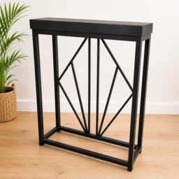 Art Deco Black Side Table Industrial Steel Console Handmade Modern Living Room Furniture UK - thumbnail 2