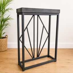 Art Deco Black Side Table Industrial Steel Console Handmade Modern Living Room Furniture UK - thumbnail 1