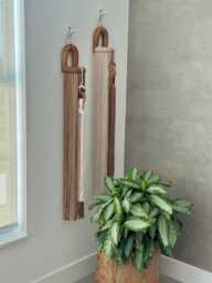 Set-2 Decorative Wall Hanging// Boho Decor// Fiber Art// Modern Wrapped Wood Accents// Interior Designer// - thumbnail 1