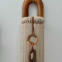 Set-2 Decorative Wall Hanging// Boho Decor// Fiber Art// Modern Wrapped Wood Accents// Interior Designer// - thumbnail 4