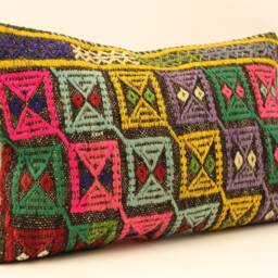 Geometric Lumbar Pillowcover 16x24 Turkish Textile Cushion Hand Made Decorative Home Design Throw Pillow Case, Boho Rug, 4Kaf-51 - thumbnail 2