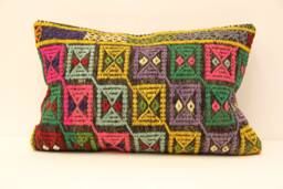 Geometric Lumbar Pillowcover 16x24 Turkish Textile Cushion Hand Made Decorative Home Design Throw Pillow Case, Boho Rug, 4Kaf-51