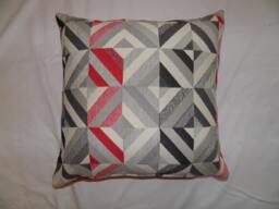 Eucador Scarlet, Textured, Geometric Design, Red & Grey, Cushion Cover - thumbnail 1