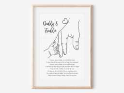 Personalised Daddy's Print Poem Hands One Child Only Unframed Boy Girl Present Gift Dad - thumbnail 1