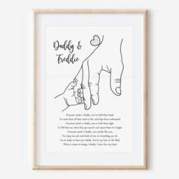 Personalised Daddy's Print Poem Hands One Child Only Unframed Boy Girl Present Gift Dad - thumbnail 2