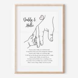Personalised Daddy's Print Poem Hands One Child Only Unframed Boy Girl Present Gift Dad - thumbnail 3