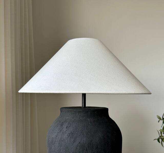 White Linen Textured Conical Lampshade Large Lamp Shade Nordic Boho Japandi Look Perfect For Table Lamps - image 1