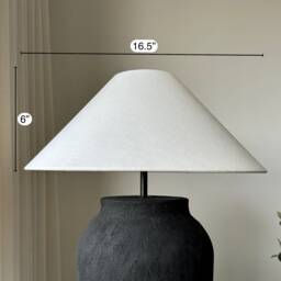 White Linen Textured Conical Lampshade Large Lamp Shade Nordic Boho Japandi Look Perfect For Table Lamps - thumbnail 4