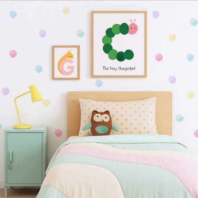 Pastel Watercolour Polka Dot Wall Stickers - Fabric Peel & Stick Decals For Kids Rooms & Nursery - image 1