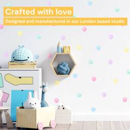 Pastel Watercolour Polka Dot Wall Stickers - Fabric Peel & Stick Decals For Kids Rooms & Nursery - thumbnail 2