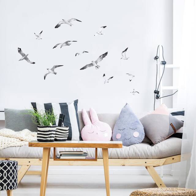 Watercolor Seagulls Wall Decals, Plastic-Free Stickers For Kids Rooms & Adult Spaces - image 1