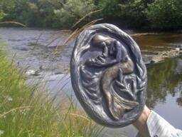 Mermaid, River Madonna & Baby, Naiad Wall Hanging, Original Art Work, Sculpture, Fairytale Home Decor, Mythological Art, Sprite - thumbnail 1