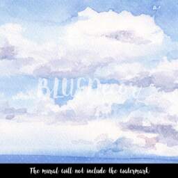 Watercolor Sky Removable Wallpaper, Repositionable, Reusable, Peel & Stick, Self Adhesive, Wall Covering, Decal, Clodus, Cloudy #44 - thumbnail 3