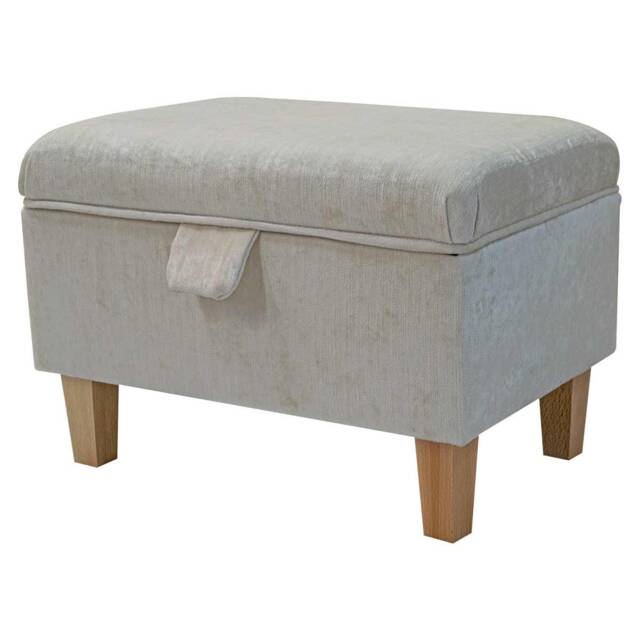 Pearl Velvet Handmade Storage Ottoman Footstool - Upholstered Pouffe Toy Box British Bespoke Made - image 1