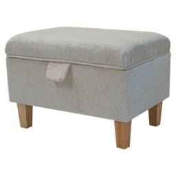 Pearl Velvet Handmade Storage Ottoman Footstool - Upholstered Pouffe Toy Box British Bespoke Made - thumbnail 1