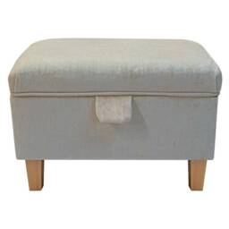 Pearl Velvet Handmade Storage Ottoman Footstool - Upholstered Pouffe Toy Box British Bespoke Made - thumbnail 3
