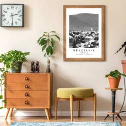 Reykjavik Iceland Print Black & White Cityscape - Digital Art Print - thumbnail 3