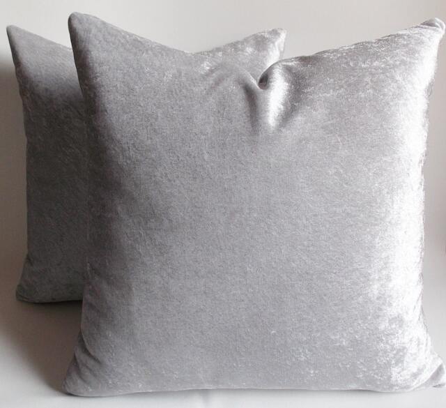 Set Of 2/Velvet Silver, Throw Pillows, Decorative Pillows Pillow Cover 12, 14, 16, 18, 20, 22, 24, 26, 28, 30 Inches - image 1