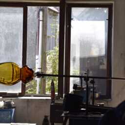 Mid Century Hand Blown Glass Semi Flush Mount Light, Art Lighting - thumbnail 4