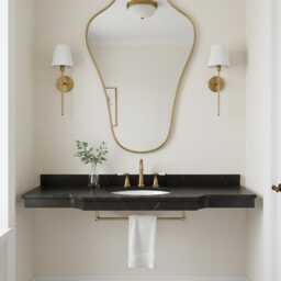 Modern Wall Mirror - Curved Vanity Antique Unlacquered Brass Mirrors - thumbnail 2