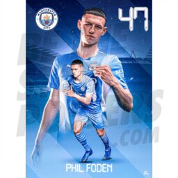 Manchester City Fc Foden 21/22 Action Poster - Officially Licensed Product A4/A3 A2 + Framed Option - thumbnail 1