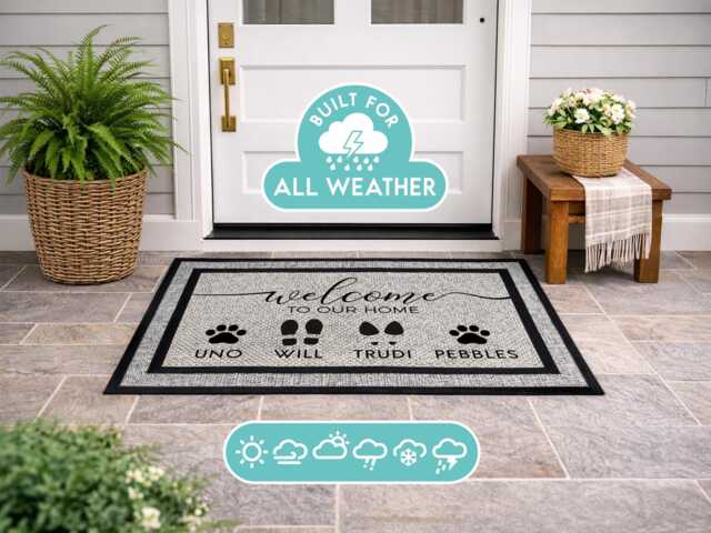 Custom Last Name Welcome Rug, Durable Patio Entrance Mat - image 1