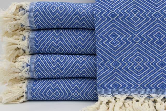 "Organic Cotton Blanket, Blue Blanket, 79""x95" - image 1
