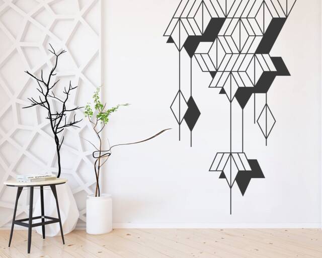 Geometric Wall Decal Abstract Art Stickers, Home Office Decor - image 1