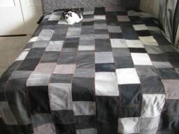 King Size Denim Quilt Reclaimed Jean Blanket, Eco-Friendly Bed Cover - thumbnail 1