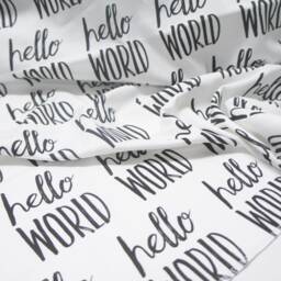 Hello World Organic Cotton Baby Blanket - Monochrome Swaddle - thumbnail 3