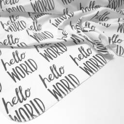 Hello World Organic Cotton Baby Blanket - Monochrome Swaddle - thumbnail 2