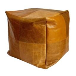 Handmade Genuine Leather Bean Bag Pouf Foot Stool, Modern Boho Decor, Rustic Home Decor - thumbnail 4
