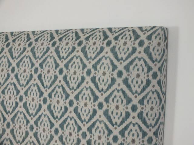 Upholstered Headboard in Two Tone Teal Ikat Fabric - Single Double King Size Super - image 1