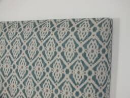 Upholstered Headboard in Two Tone Teal Ikat Fabric - Single Double King Size Super - thumbnail 1