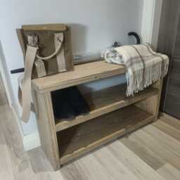 Handmade Rustic Wooden Shoe Bench Two Shelves - Many Colours & Sizes - thumbnail 3