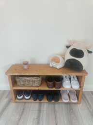 Handmade Rustic Wooden Shoe Bench Two Shelves - Many Colours & Sizes