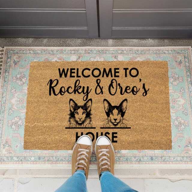 Cat Doormat - Add Your To A Welcome Funny Rug With On It Mom Gift Custom Mat - image 1