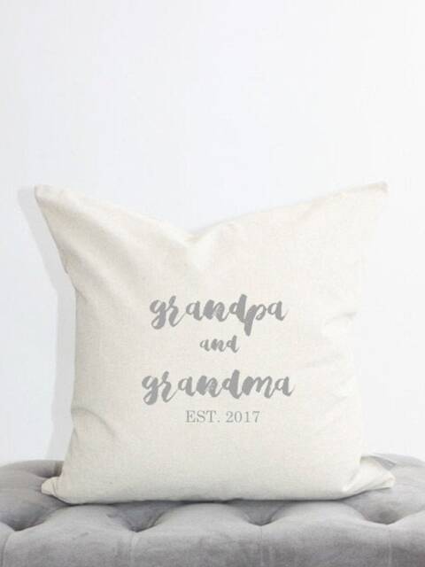 Grandma & Grandpa Est Pillow Cover, Grandparents Pregnancy Announcement, Gifts, Gift - image 1