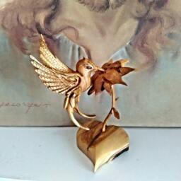 Wooden Sculpture, Hummingbird Colibri Bird, Flower, Heart, Bird, Bird Love Gift, Nature, Unique Gift, Handmade Gift - thumbnail 3
