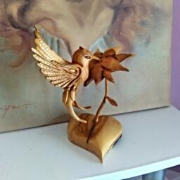 Wooden Sculpture, Hummingbird Colibri Bird, Flower, Heart, Bird, Bird Love Gift, Nature, Unique Gift, Handmade Gift - thumbnail 4