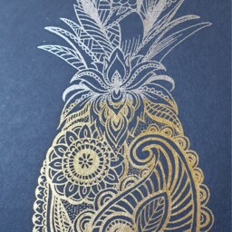 A4 Metallic Foil Pineapple Dual Chrome Wall Art, Boho Print in Copper, Gold, Silver Or Rose Gold - thumbnail 2