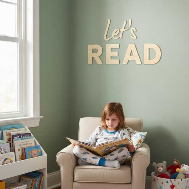 Let's Read Wooden Sign - Nursery & Playroom Wall Decor - image 1