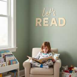 Let's Read Wooden Sign - Nursery & Playroom Wall Decor - thumbnail 1