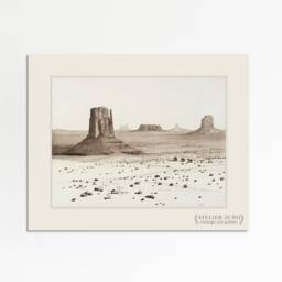 Desert Monuments - Vintage Western Art Sketch Black & White Ink Drawing California Bohemian Southwest Size 8x10 - thumbnail 3